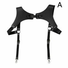 ( black) Men's Leather Vest Straps Braces