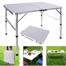 Camping Table Aluminum Lightweight Heavy Duty Folding Desk Height Adjustable Garden Picnic BBQ Table 90x60x37/67cm