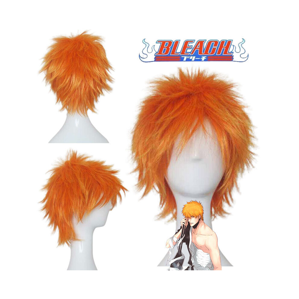 Dinamr Unisex Kurosaki Bleach Ichigo Wig Cosplay Hairpiece Adult Party Prop Carnival Halloween