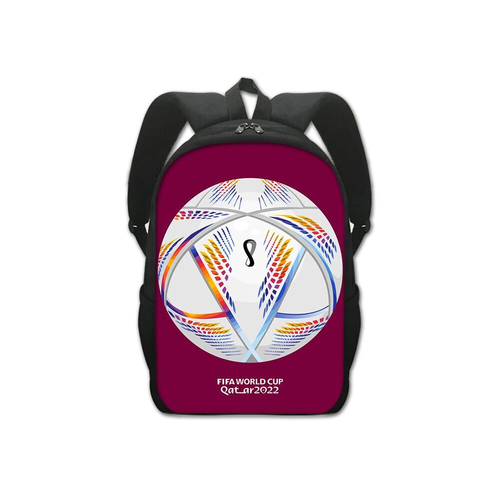 (Whiteball) Boy Qatar Football Backpack Soccer Ball School Bookbag Kids Travel Bag Laptop