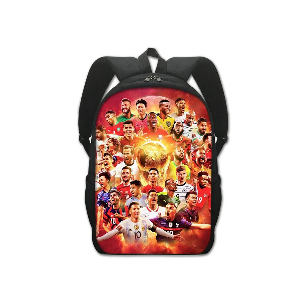 (Red) Boy Qatar Football Backpack Soccer Ball School Bookbag Kids Travel Bag Laptop