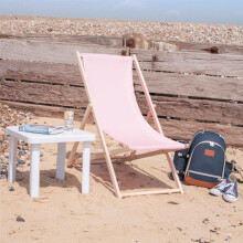 Garden Beach Classic Wooden Folding Pink Sun Lounger