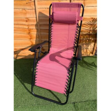 Garden Pink Reclining Zero Gravity Sun Lounger With Pillow
