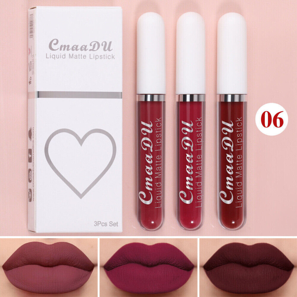 (6) 3Pc/set Matte Liquid Lipstick Waterproof Long Lasting Lip Tint Cosmetics Make-image-OPC-PBHYNQ7-NEW