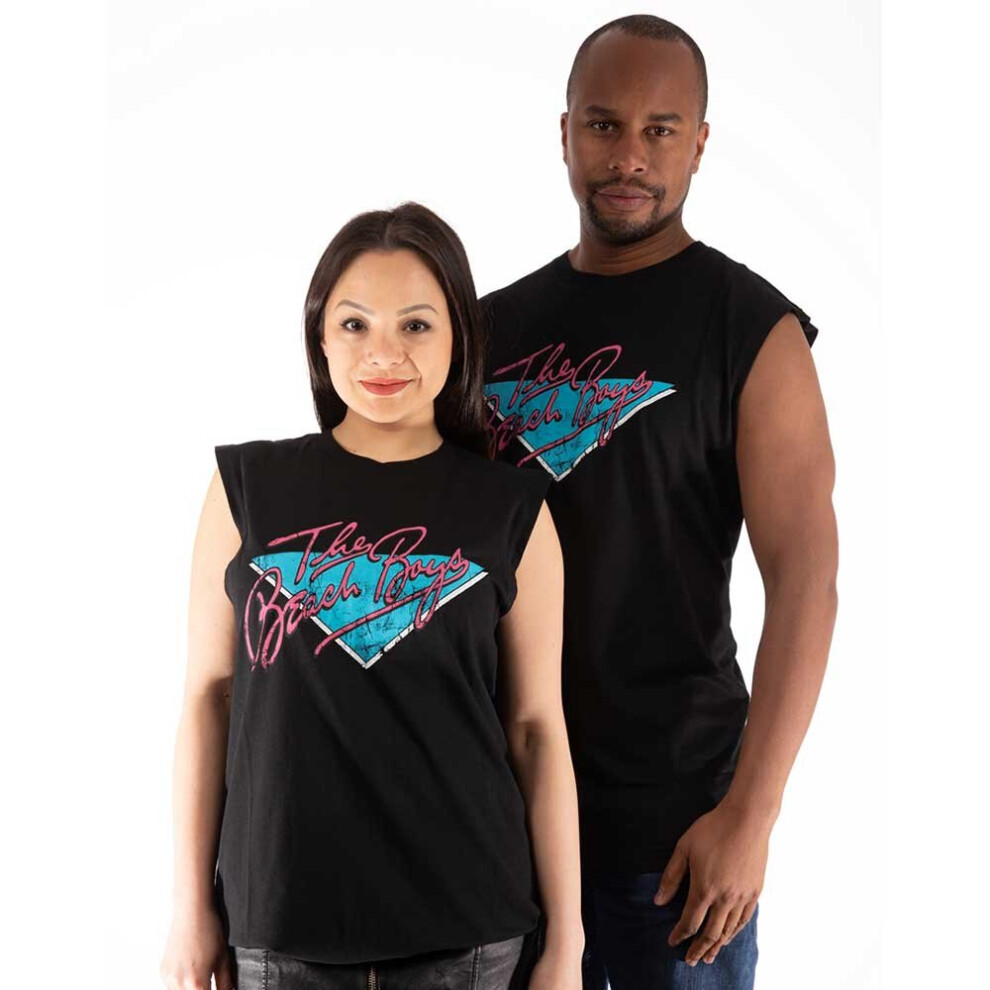(M, Black) The Beach Boys Vest Top Retro Vintage Band Logo new Official Unisex Black