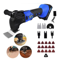 Brushless Cordless Oscillating Multi-Tool Kit 21V - 6,000-20,000 RPM, 4 Swing, Quick-Release Blades, Battery & Charger + Accessories