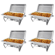 4 Pack Chafing Dish Buffet Set 9L/8QT Stainless Steel Food Warmer