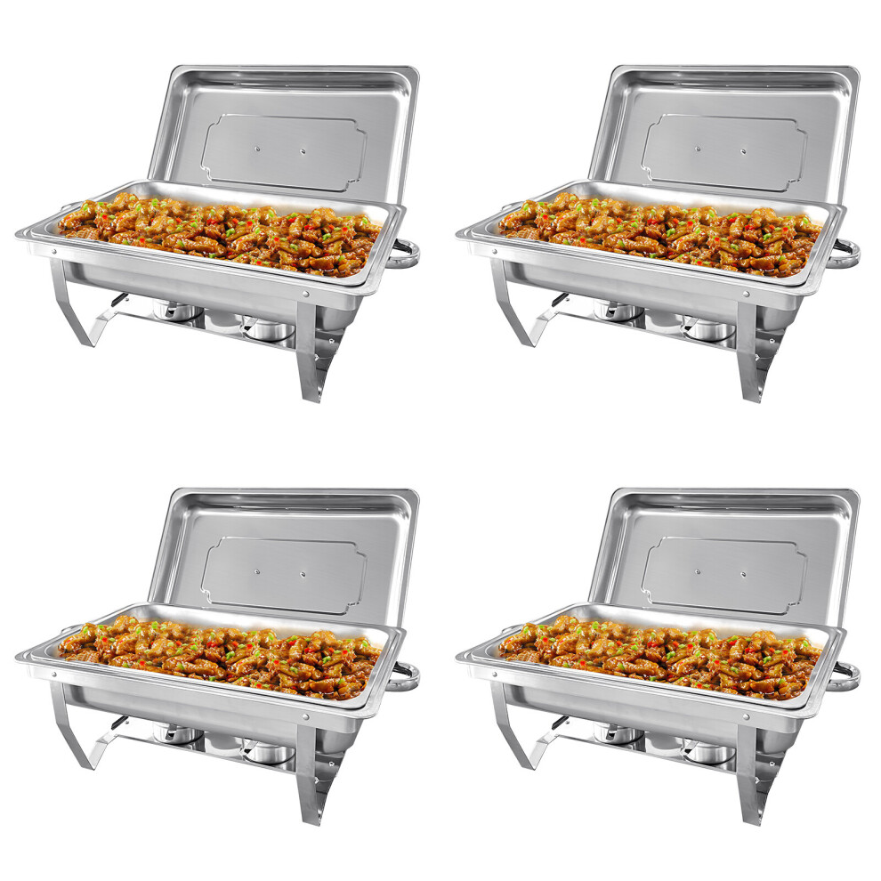 4 Pack Chafing Dish Buffet Set 9L/8QT Stainless Steel Food Warmer