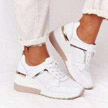 ( White, Tag size 41 / 7 UK) Womens Sneakers Lace Up Comfy Classic Pumps Shoes Ladies Wedge Hidden Trainers