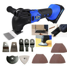 Cordless Brushless Oscillating Multi Tool Quick Release Blade 6 Various Speed Oscillating Angle 4° with 1.5Ah Battery Blades and Side Handle