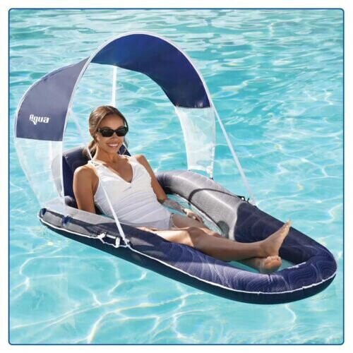 Aqua Luxury Inflatable Luxury Pool Lounger With Canopy on OnBuy