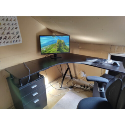 Large Computer Desk Black Executive Metal Home Office Modern Storage Drawers PC Table 1