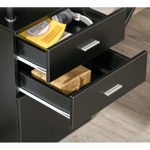 Large Computer Desk Black Executive Metal Home Office Modern Storage Drawers PC Table 2