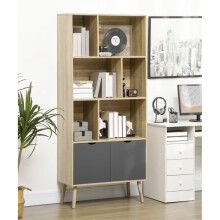 Tall Wooden Bookcase Vintage Retro Storage Shelving Unit Large Display Cabinet