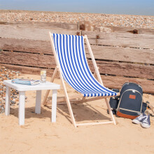 (Blue) Garden Wooden Folding Quality Sun Lounger Chair