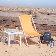 (Orange) Garden Wooden Folding Quality Sun Lounger Chair