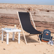 (Black) Garden Wooden Folding Quality Sun Lounger Chair