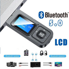 5.0 Bluetooth Adapter LCD Screen Wireless Audio Bluetooth Transmitter Receiver For PC TV Car 3.5mm AUX Music Adapter