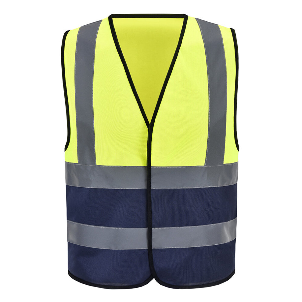 (Yellow&Navy, 6-8Xl) Hi Vis Waistcoat Reflective Vest Hi Viz Waistcoat 720721104268
