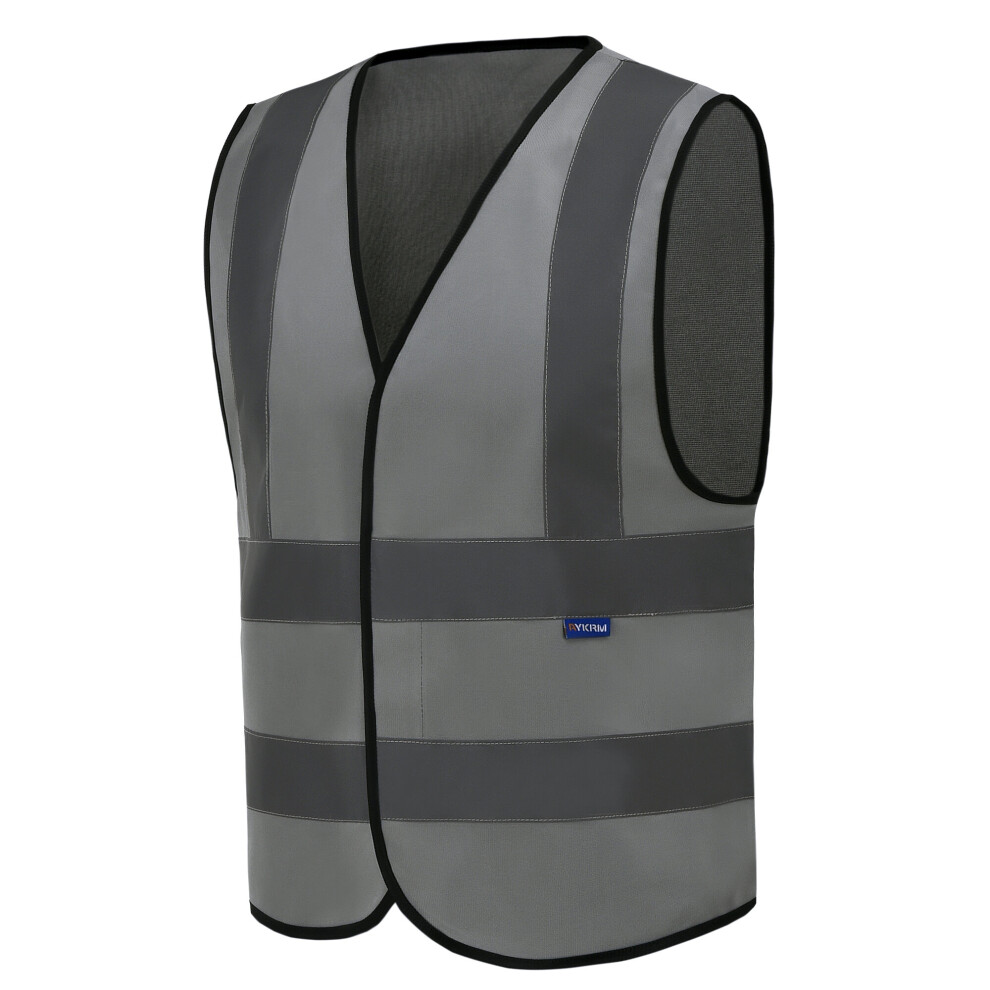 (Grey, M) Hi Vis Waistcoat Reflective Vest Hi Viz Waistcoat 720721103247