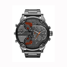 (GrigioArancia) Large Personality Fashion Dial Mens Watch Alloy Steel Band Leisure Quartz Watch