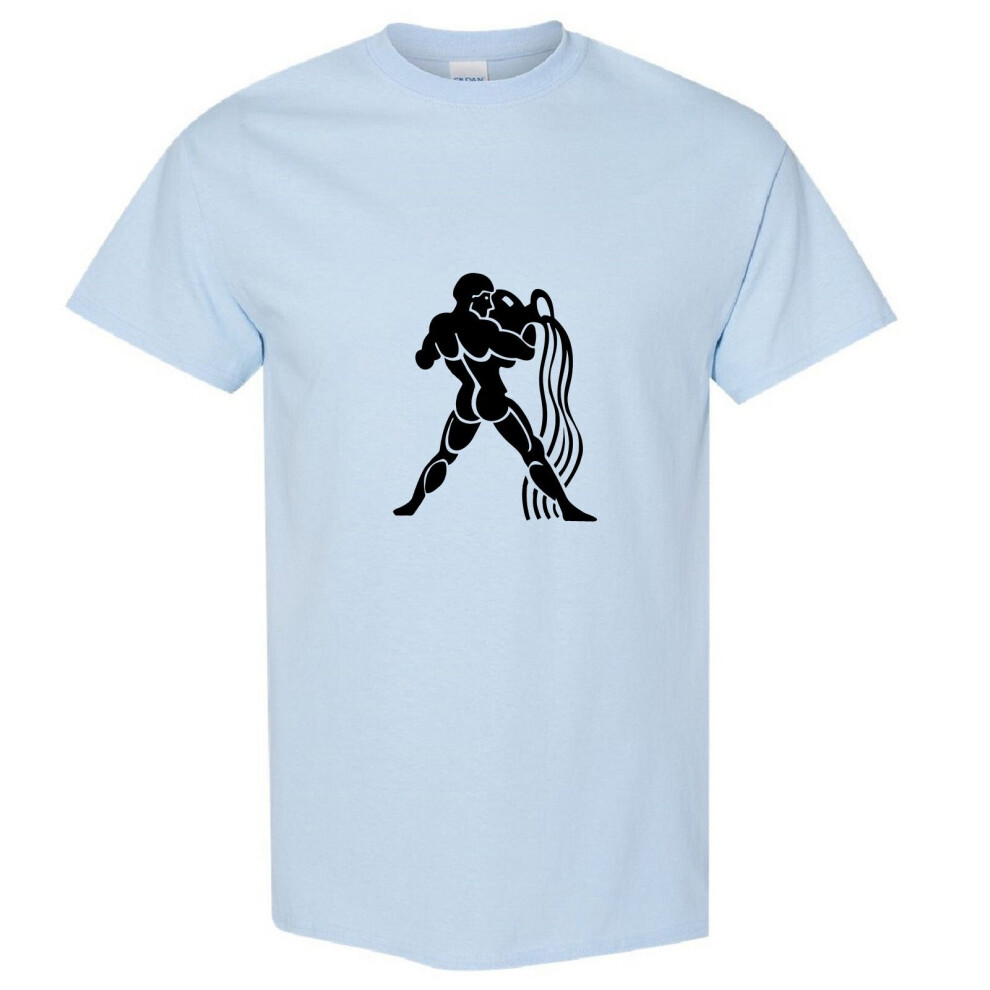 (Light Blue, M) Aquarius Zodiac Horoscope Astrological Ganymede Hercules Men T Shirt Tee Top