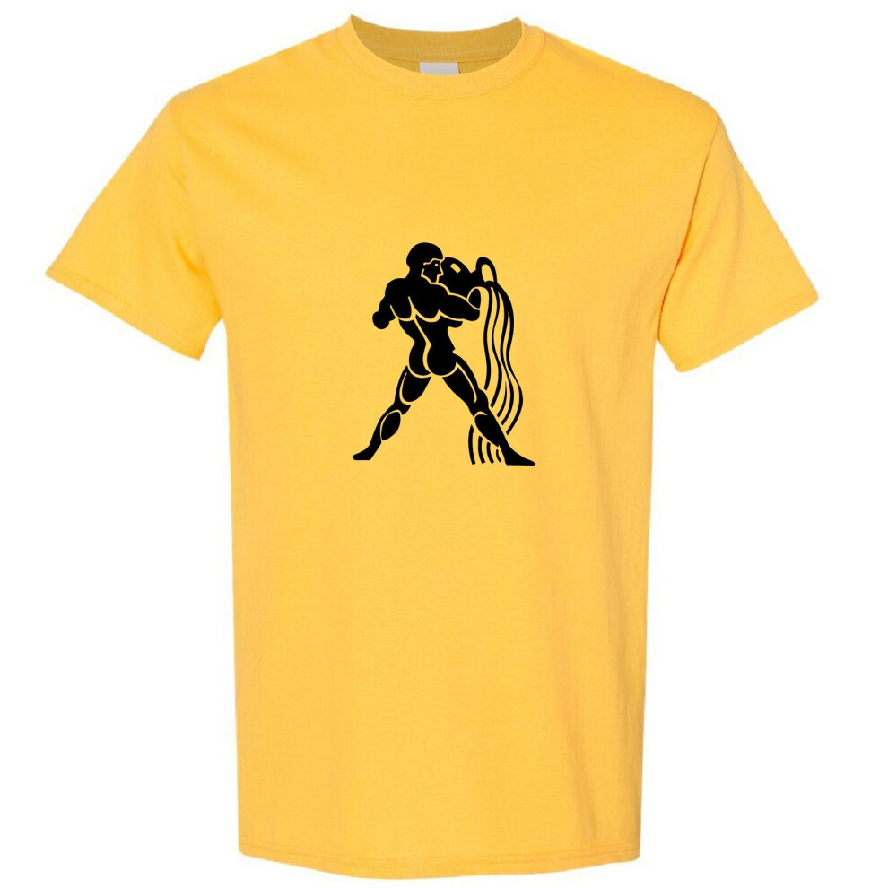 (Yellow, L) Aquarius Zodiac Horoscope Astrological Ganymede Hercules Men T Shirt Tee Top