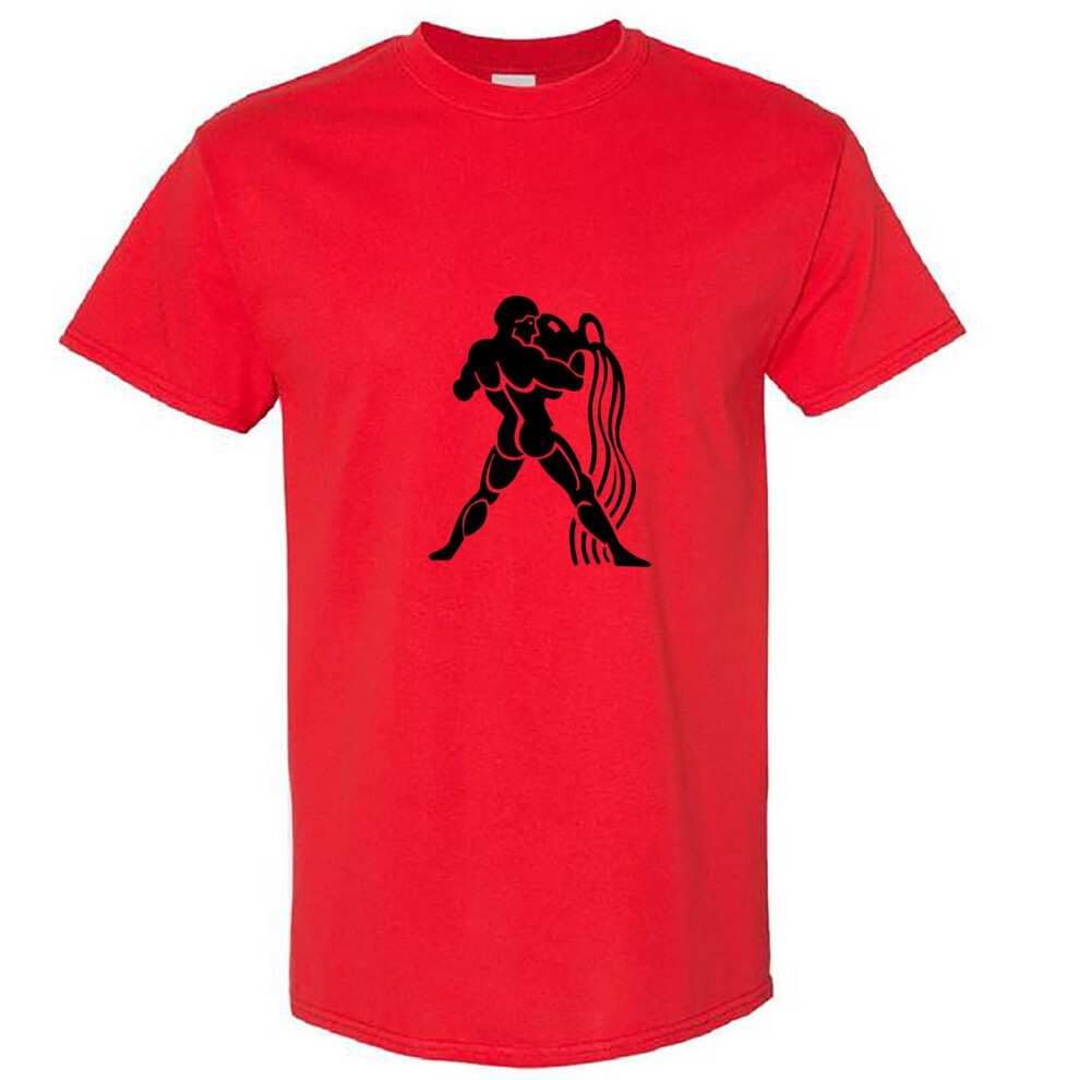 Gildan (, 2XL) Aquarius Zodiac Horoscope Astrological Ganymede Hercules Men T Shirt Tee Top Red