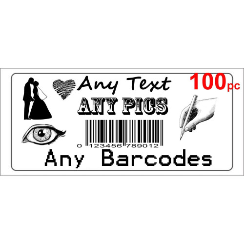 100 Personalised return address label barcode adhesive custom sticker 56x25mm
