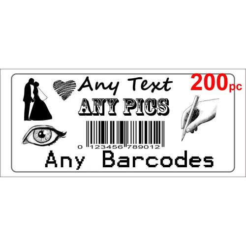200 Personalised return address label barcode adhesive custom sticker 56x25mm