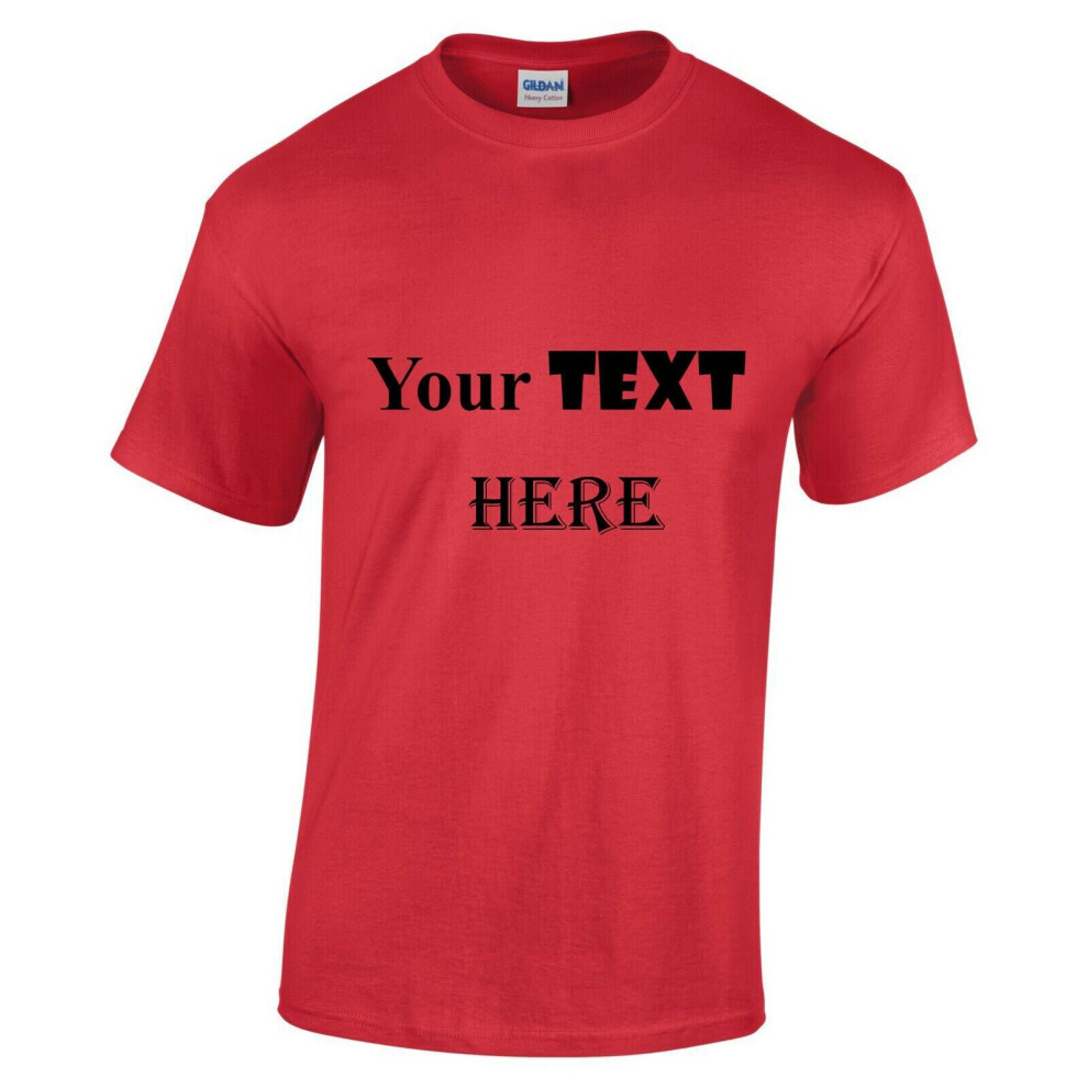 (Red, S) Personalised Customised Mens Custom Printed T-Shirt Text Printing Tee Top