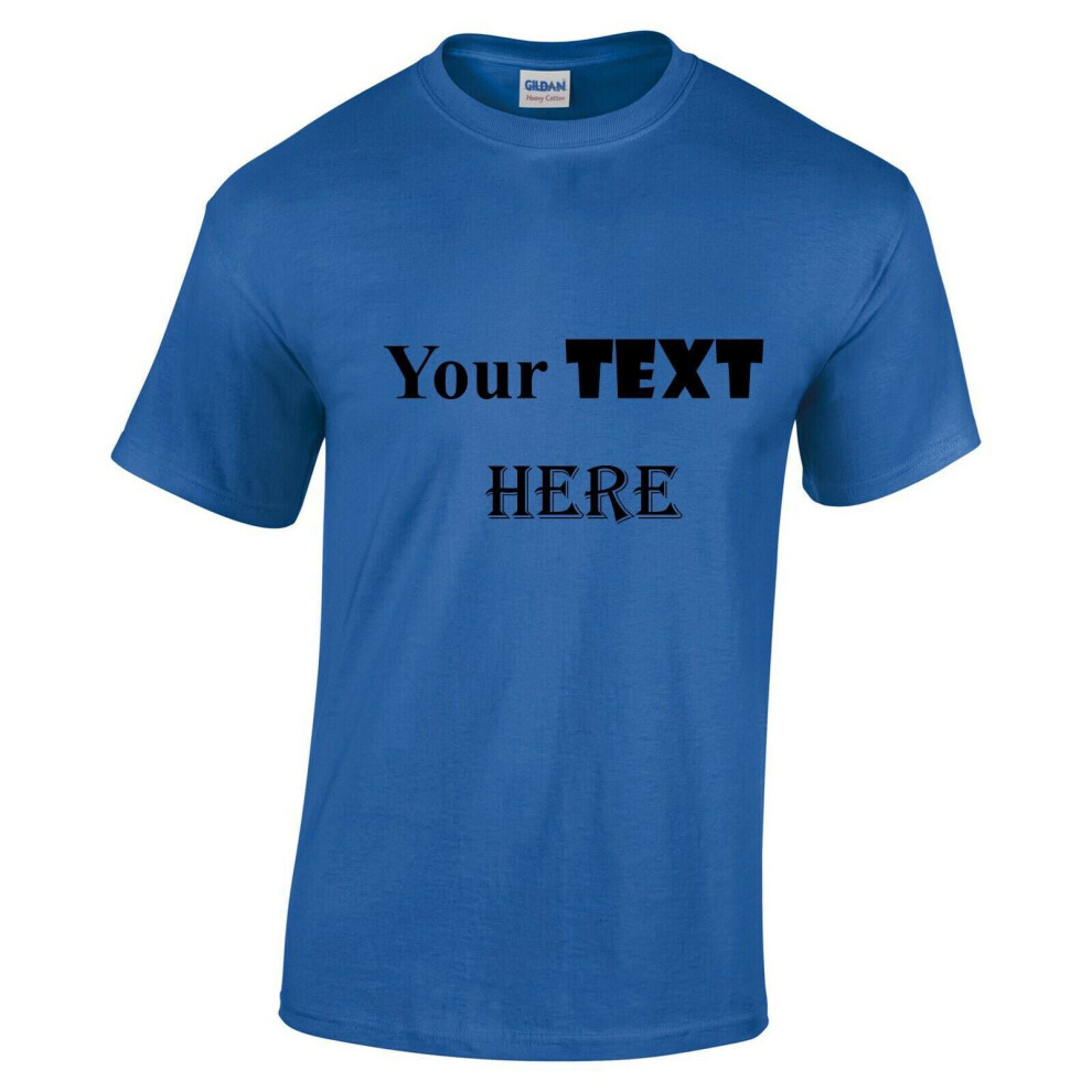 (Blue, S) Personalised Customised Mens Custom Printed T-Shirt Text Printing Tee Top