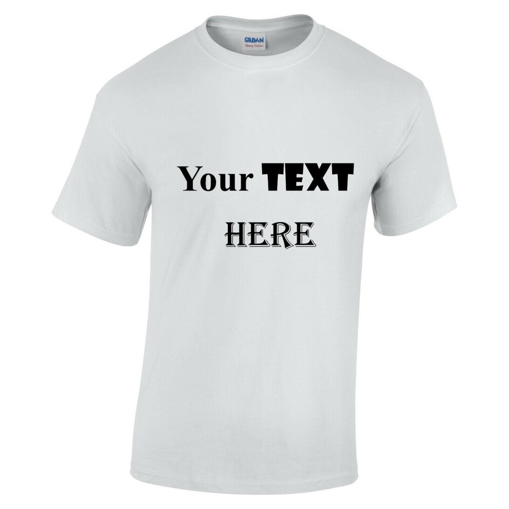 (White, M) Personalised Customised Mens Custom Printed T-Shirt Text Printing Tee Top