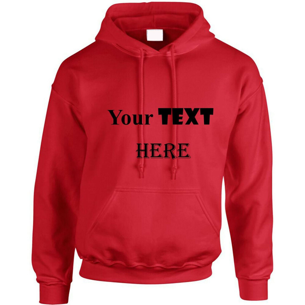 (Red, M) Personalised Mens Custom Printed Hoodie Hooded Sweatshirt Text Word Printing