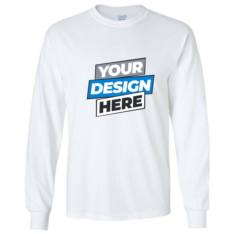 (4XL) Personalised Customised Mens Custom Printed Long Sleeve T-Shirt Logo Printing