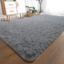 (80 x 150 , Silver ) Fluffy Large Luxury Rugs Anti-Slip Super Soft Carpet Mat