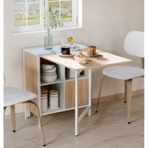 Drop Leaf Dining Table Large Folding Desk Space Saving Kitchen Storage Breakfast