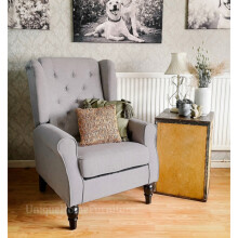 Wing Back Armchair Grey High Wingback Chair Occasional Accent Seat Vintage Sofa