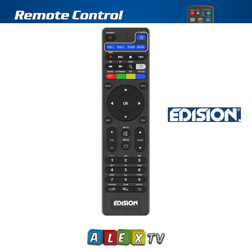Edision Proton S2 Hd Genuine Replacement Rcu Remote Control Edi-Rcu 2 Slim 3713804172473
