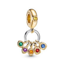 Pandora Marvel The Avengers Infinity Stones Dangle Charm 760774C01 - Sterling Silver & 14K Gold-Plated with Colorful Crystals