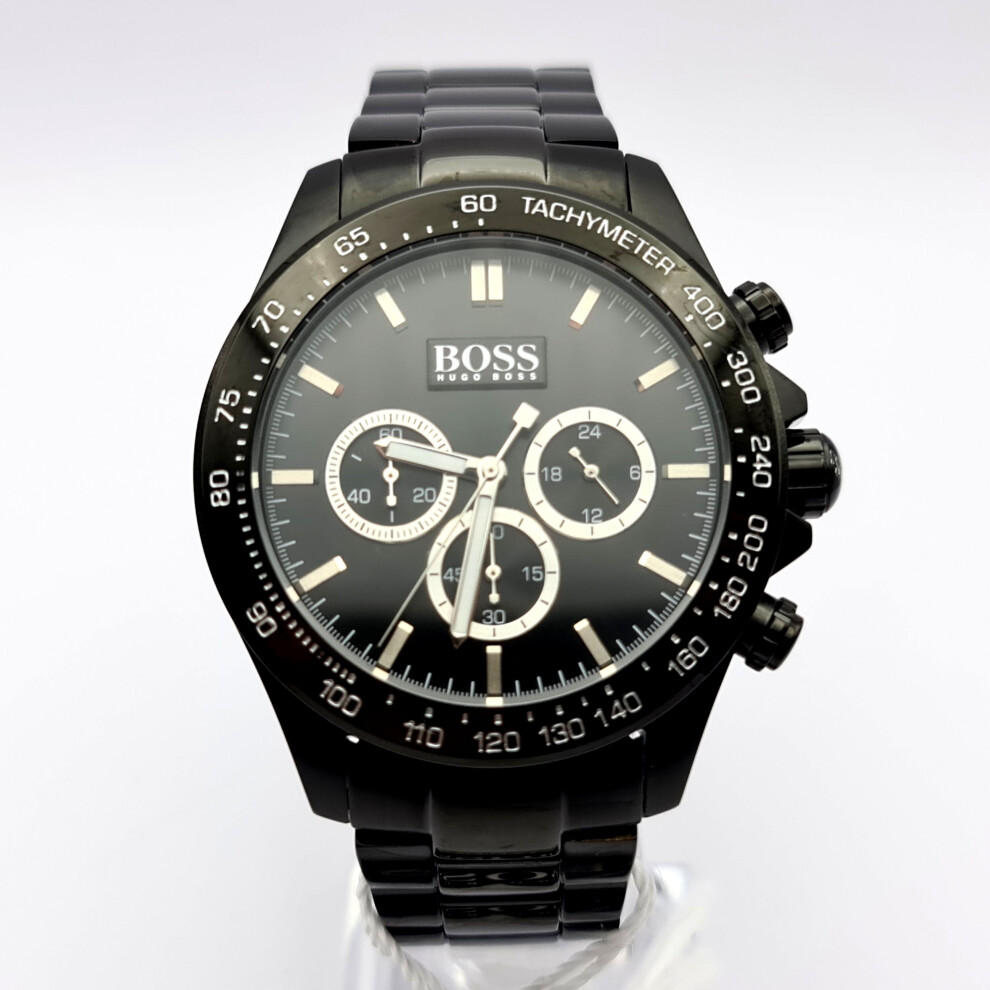 NEW HUGO BOSS 1512961 STAINLESS STEEL IKON BLACK MEN'S WATCH UK GIFT