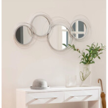 Round Wall Mirror Contemporary Home Room Decor Large Silver Metal Decorative Modern Set