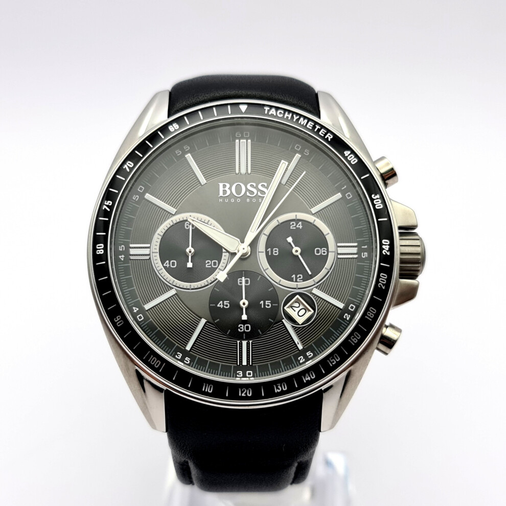 NEW HUGO BOSS DRIVERS HB1513085 BLACK DIAL LEATHER STRAP MENS WATCH UK