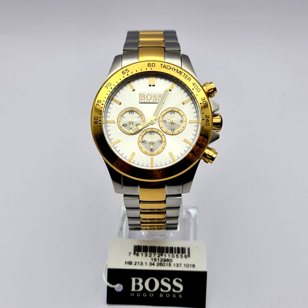 NEW HUGO BOSS IKON HB1512960 STEEL TWO TONE GOLD & SILVER MENS WATCH