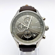 NEW HUGO BOSS 1513476 GRAND PRIX LEATHER BROWN STRAP QUARTZ MENS WATCH