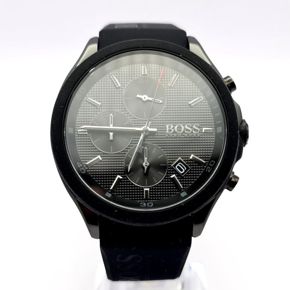 NEW HUGO BOSS VELOCITY 1513720 BLACK RUBBER STRAP MENS WATCH GIFT