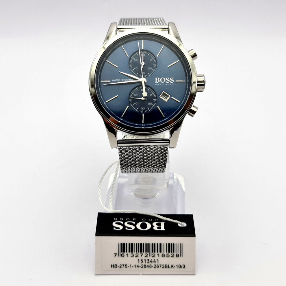 NEW HUGO BOSS 1513441 MENS JET BLUE DIAL MESH STRAP CHRONOGRAPH WATCH