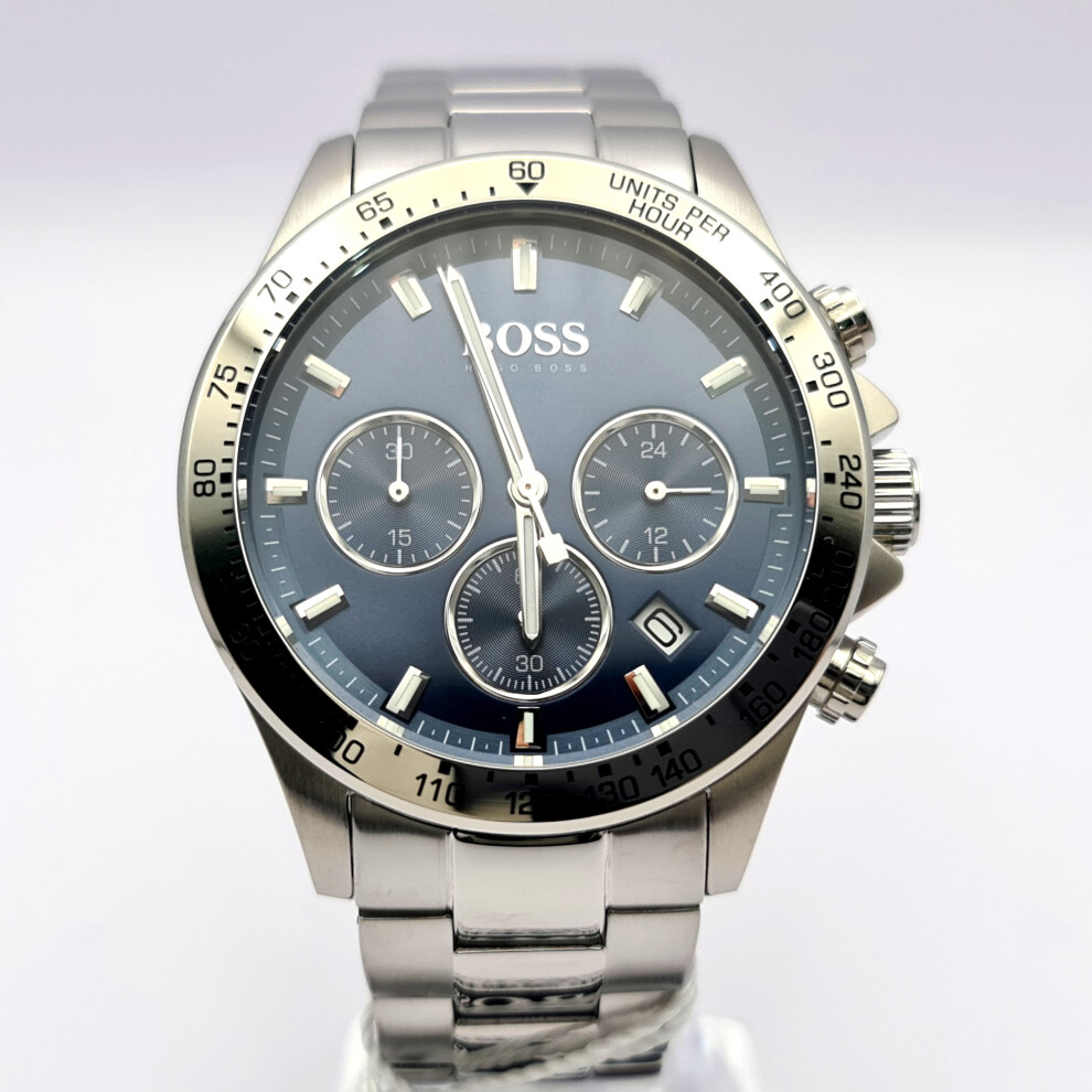 NEW HUGO BOSS 1513755 SILVER BLUE DIAL STAINLESS STEEL MEN'S WATCH