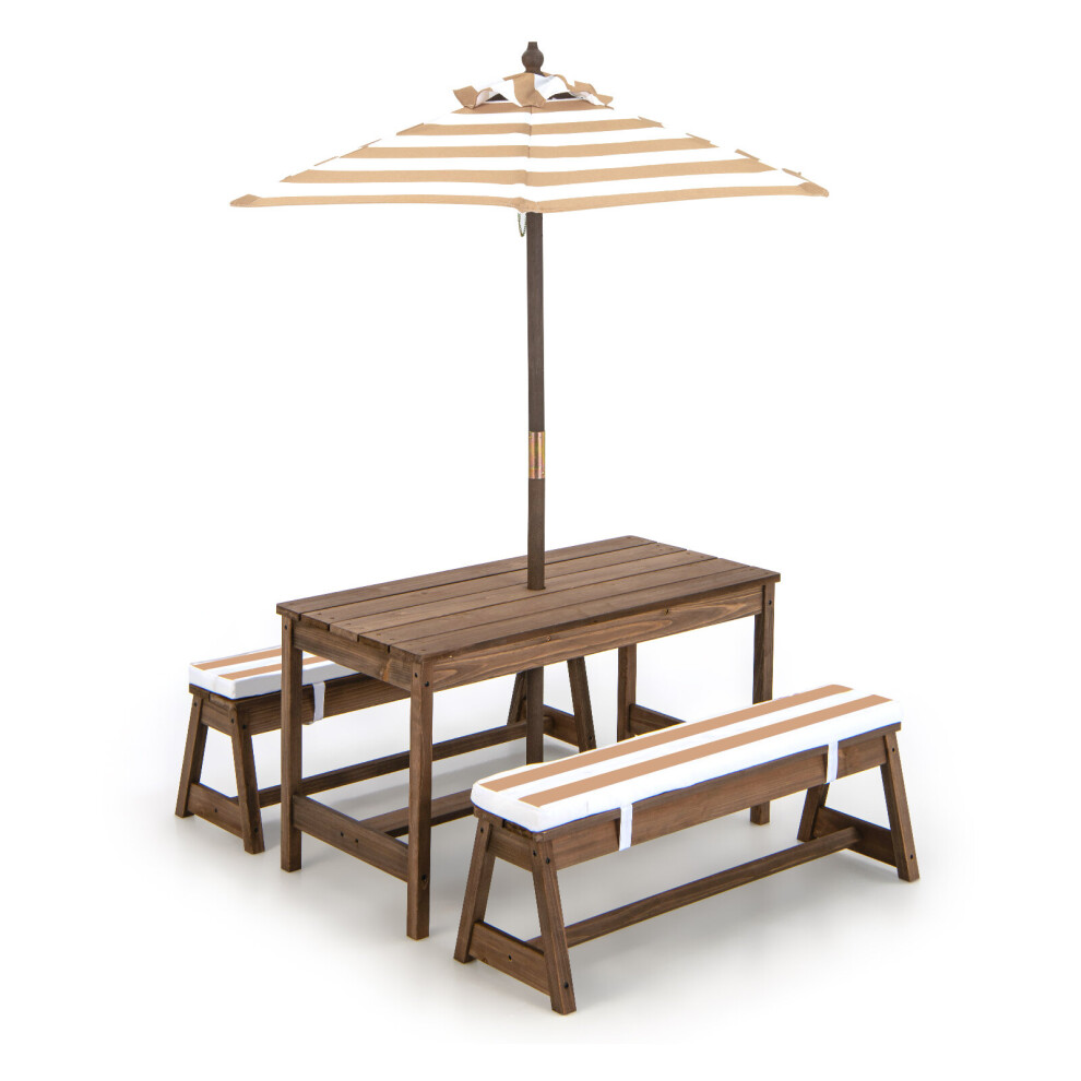 Kids Wood Table and Bench Set Children Picnic Table and Chair Set