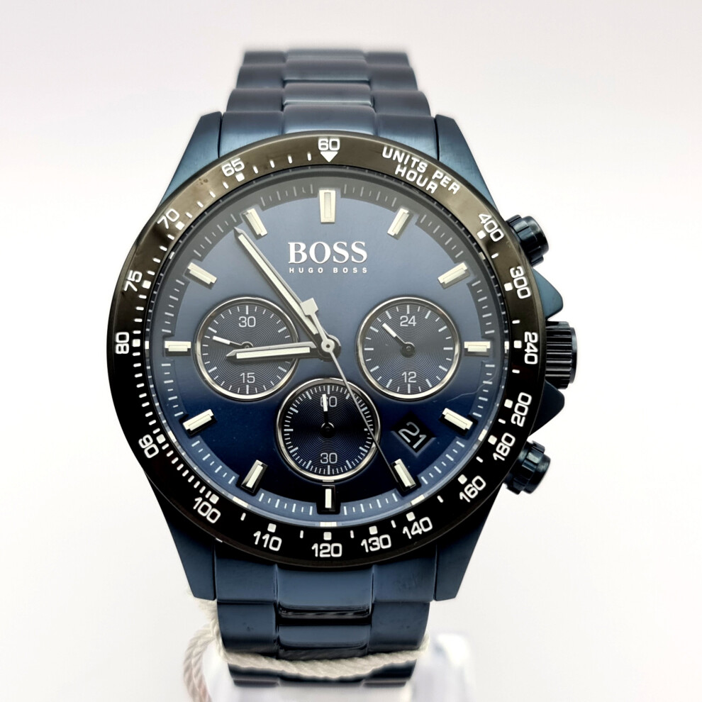 NEW HUGO BOSS 1513758 HERO SPORT MENS WATCH STAINLESS STEEL BLUE TONE